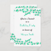 ターコイズの誕生日パーティーの招待状 招待状 (正面/裏面)