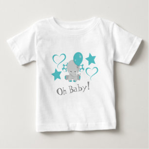 ターコイズの象の風船 あかちゃん ベビーTシャツ