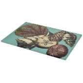 ターコイズの貝および赤い珊瑚のコレクション カッティングボード (角)