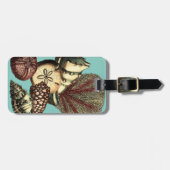 ターコイズの貝および赤い珊瑚のコレクション ラゲッジタグ (正面横)