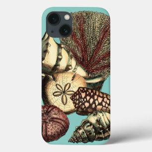 ターコイズの貝および赤い珊瑚のコレクション iPhone 13ケース