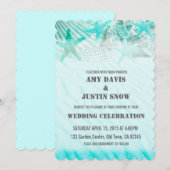 ターコイズの貝殻 砂 星の魚 結婚式の招待状 招待状 (正面/裏面)