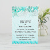 ターコイズの貝殻 砂 星の魚 結婚式の招待状 招待状 (スタンド正面)