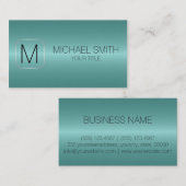 ターコイズの贅沢なステンレス鋼の金属のモノグラム#2 名刺 (正面/裏面)