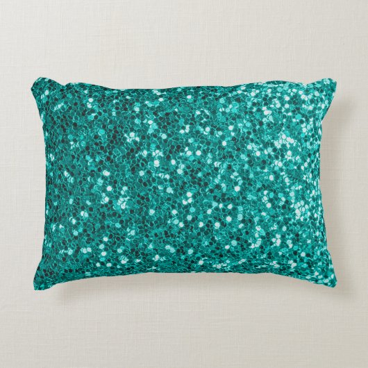 ターコイズの輝き:明るいクローズアップ基礎 アクセントクッション (正面)