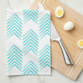 ターコイズの部族矢印パターン キッチンタオル (四つ折り)