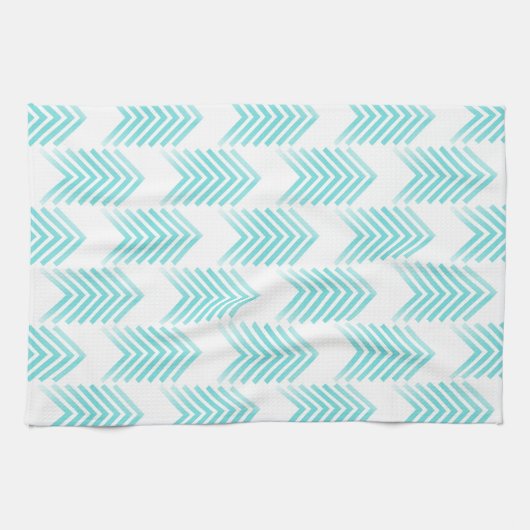 ターコイズの部族矢印パターン キッチンタオル (横)
