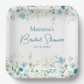 ターコイズの野生の花のブライダルシャワー ペーパープレート (正面)