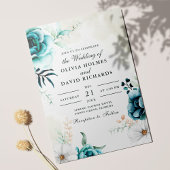 ターコイズの野生の花の結婚式の招待状 | ボヘミアンガーデン 招待状