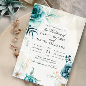 ターコイズの野生の花の結婚式の招待状 | ボヘミアンガーデン 招待状