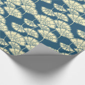 ターコイズの金ゴールドホイルの花の日本のなパターン ラッピングペーパー (角)