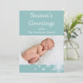 ターコイズの雪の結晶 フォト ホリデー カード (スタンド正面)