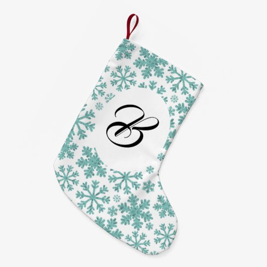 ターコイズの雪。名カスタム前の スモールクリスマスストッキング (正面 (吊り時))