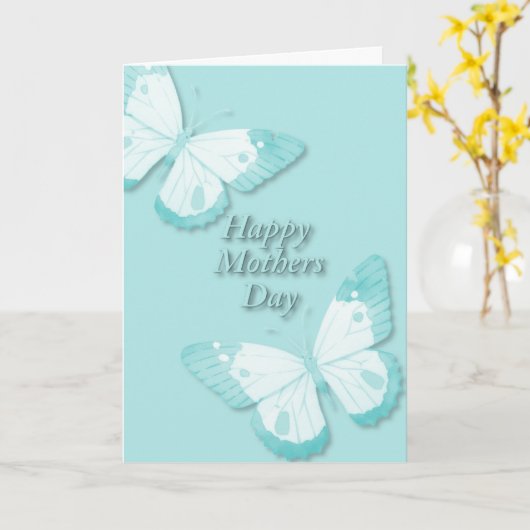 ターコイズの青い蝶 カード (黄色い花)