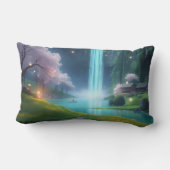 ターコイズの静けさ – 穏やかな水に流れ込む ランバークッション (裏面)