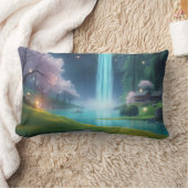 ターコイズの静けさ – 穏やかな水に流れ込む ランバークッション (ブランケット)