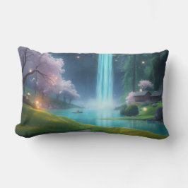 ターコイズの静けさ – 穏やかな水に流れ込む ランバークッション