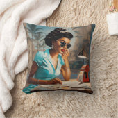 ターコイズの静けさAヴィンテージムース クッション (ブランケット)