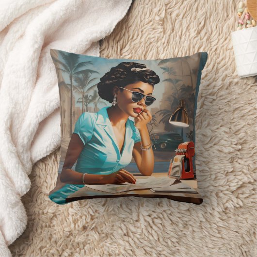 ターコイズの静けさAヴィンテージムース クッション (ブランケット)