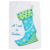 ターコイズの靴の恋人すべて私はクリスマスのストッキングがほしいと思います ミディアムペーパーバッグ (正面)