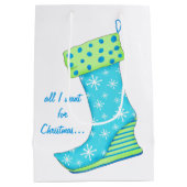 ターコイズの靴の恋人すべて私はクリスマスのストッキングがほしいと思います ミディアムペーパーバッグ (裏面)