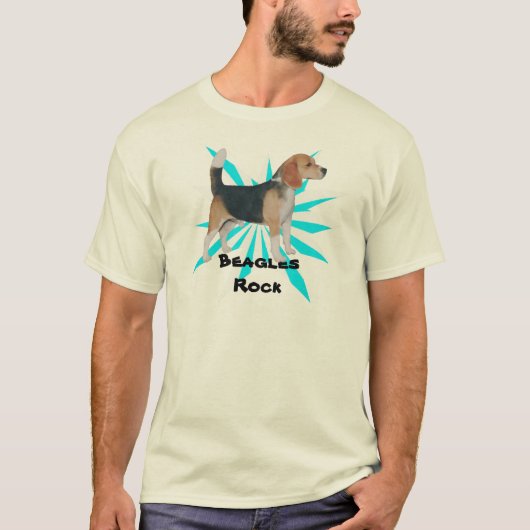ターコイズの風車のビーグル犬 Tシャツ (正面)