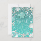 ターコイズの魔法の海の星と泡のテーブルナンバー 招待状 (正面)