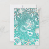 ターコイズの魔法の海の星と泡のテーブルナンバー 招待状 (裏面)