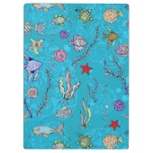 ターコイズの魚パターン クリップボード (裏面)