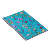 ターコイズの魚パターン ノートブック (右側)