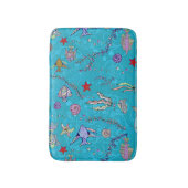 ターコイズの魚パターン バスマット (正面縦)