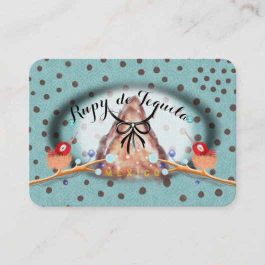 ターコイズの鳥が巣水玉模様 名刺 (正面)