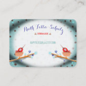 ターコイズの鳥が巣水玉模様 名刺 (裏面)