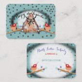 ターコイズの鳥が巣水玉模様 名刺 (正面/裏面)