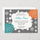 ターコイズの、ピンクおよびオレンジシャワーの招待状 招待状 (正面/裏面)