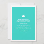 ターコイズの「過去と現在」写真コラージュ 卒業式 招待状 (裏面)