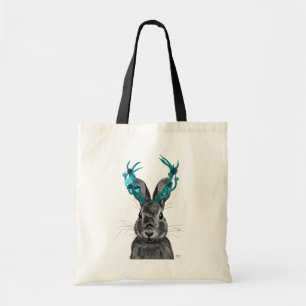 ターコイズの(雄ジカの)枝角を搭載するJackalope トートバッグ