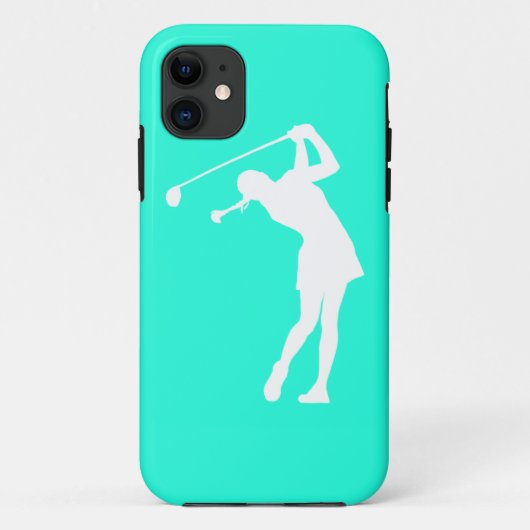 ターコイズのGolfer Silhouette White iPhone 5の女性 Case-Mate iPhoneケース (裏面)