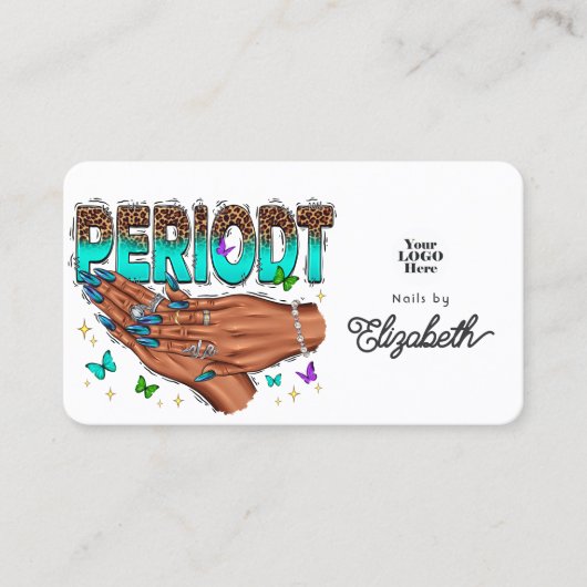 ターコイズはっきりした歯周アフリカ系アメリカネイルサロン 名刺 (正面)