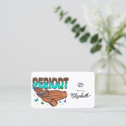 ターコイズはっきりした歯周アフリカ系アメリカネイルサロン 名刺 (スタンド正面)