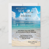 ターコイズはっきりした沿岸ビーチ結婚式 招待状 (正面)