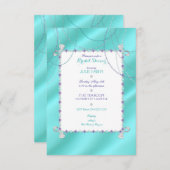 ターコイズはサテンで紫色ダイヤモンドの真珠を宝石で飾ります 招待状 (正面/裏面)