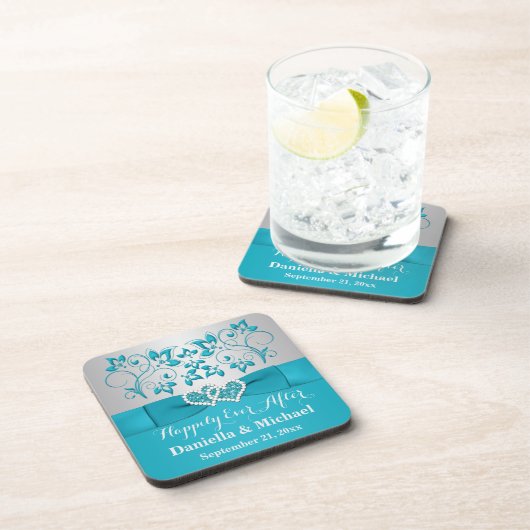 ターコイズは、銀製の結婚式の引き出物のコースター(6)を置きました コースター (右側)