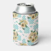 ターコイズひまわりチェッカーボードブライダルシャワー 缶クーラー (缶裏面)