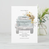 ターコイズひまわりレッドネック結婚ズカウボーイハット 招待状 (スタンド正面)