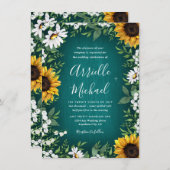 ターコイズひまわり素朴結婚式招待状 招待状 (正面/裏面)