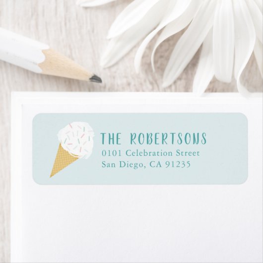 ターコイズふりかけアイスクリーム誕生日 ラベル (インサイチュ)