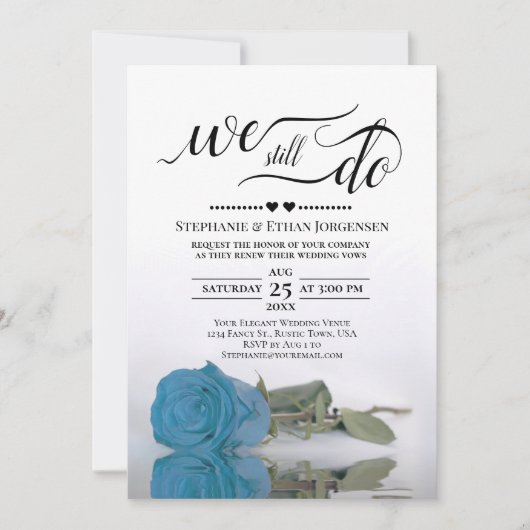 ターコイズまたはスカイブルーバラ我々はまだ誓いの更新を行う 招待状 (正面)