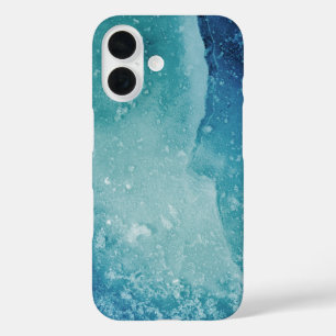 ターコイズアイス抽象芸術アートフォト iPhone 16ケース