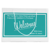 ターコイズアウトオブタウンゲストウェルカム結婚ズ ラージペーパーバッグ (裏面)